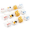 Picture of Ceramic Beads For DIY Jewelry Making Cat Animal Multicolor 3D About 21mm x 16mm