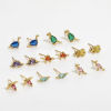 Picture of Brass Cute Ear Post Stud Earrings Gold Plated Dinosaur Animal Multicolour Cubic Zirconia
