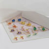 Picture of Brass Cute Ear Post Stud Earrings Gold Plated Dinosaur Animal Multicolour Cubic Zirconia