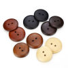Imagen de Madera Botón de Costura Scrapbooking Dos Agujeros Ronda Negro 100 Unidades