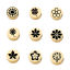 Picture of Eco-friendly 304 Stainless Steel Beads For DIY Jewelry Making Flat Round Multicolor Flower Mirror 8mm Dia.