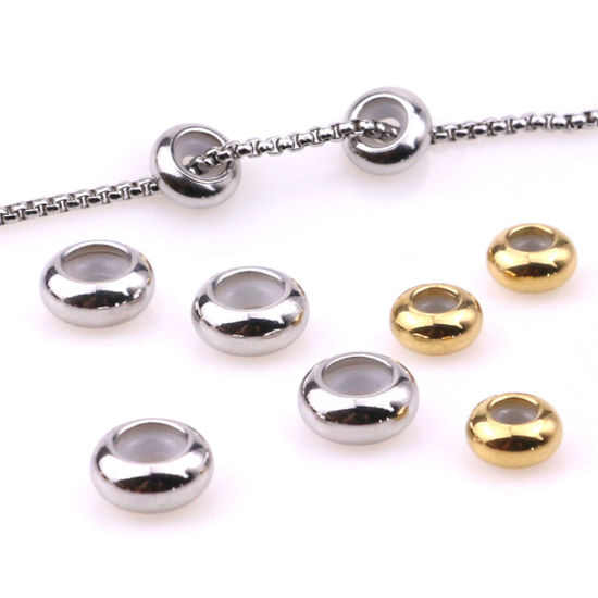 Picture of Eco-friendly 304 Stainless Steel Stopper Spacer Beads With Rubber Core For DIY Jewelry Making Findings Round Multicolor