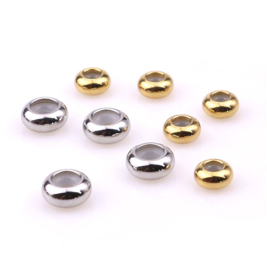 Picture of Eco-friendly 304 Stainless Steel Stopper Spacer Beads With Rubber Core For DIY Jewelry Making Findings Round Multicolor