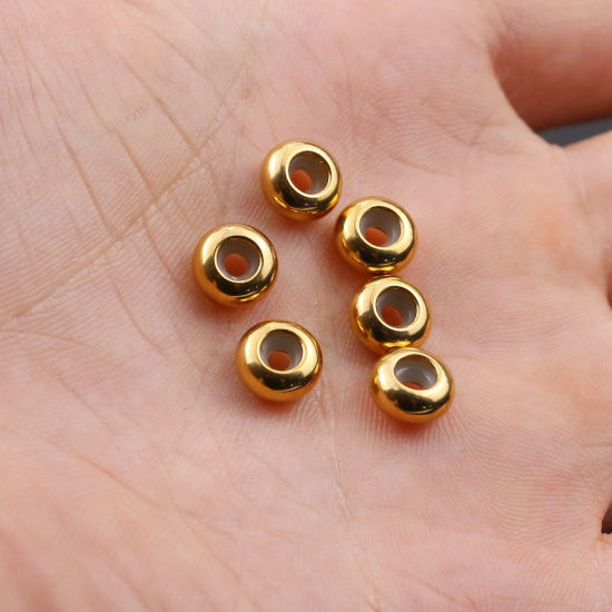 Picture of Eco-friendly 304 Stainless Steel Stopper Spacer Beads With Rubber Core For DIY Jewelry Making Findings Round Multicolor
