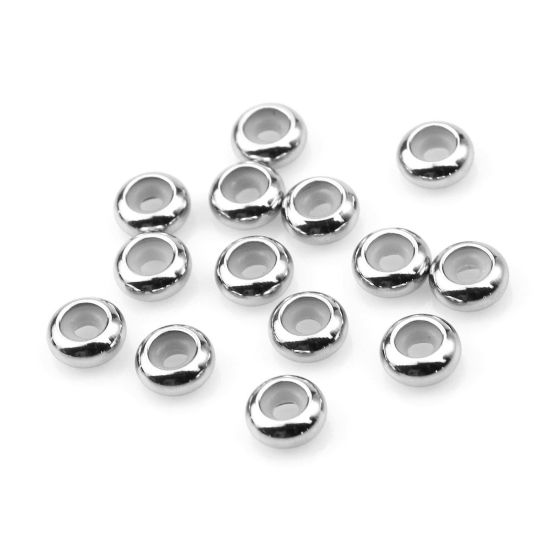 Picture of Eco-friendly 304 Stainless Steel Stopper Spacer Beads With Rubber Core For DIY Jewelry Making Findings Round Multicolor