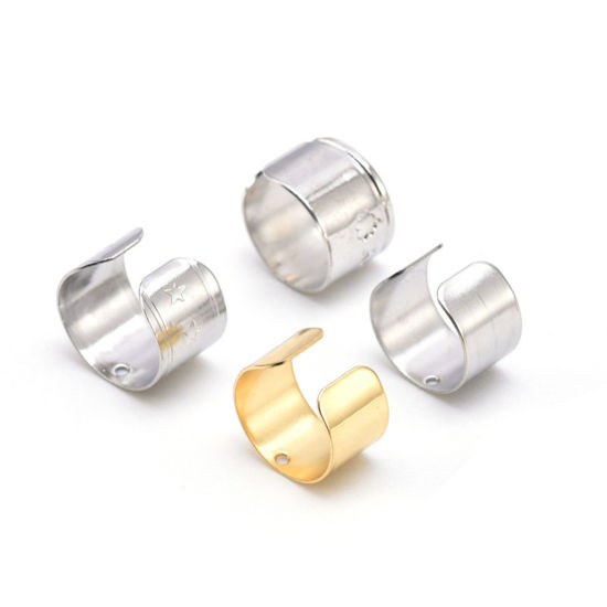 Picture of Hypoallergenic 304 Stainless Steel Ear Cuffs Clip Wrap Earrings U-shaped Silver Tone With Loop 10mm x 6mm
