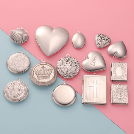 304 Stainless Steel Picture Photo Frame Locket Charms Silver Tone Book Heart Can Open