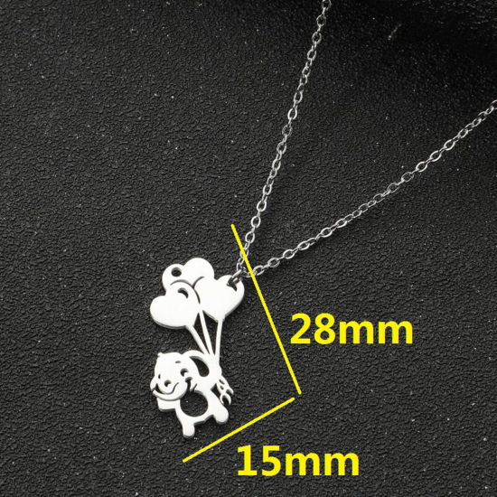 Picture of 201 Stainless Steel Stylish Link Cable Chain Necklace Multicolor Cat Animal Christmas Tree 45cm(17 6/8") long