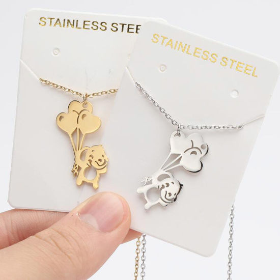 Picture of 201 Stainless Steel Stylish Link Cable Chain Necklace Multicolor Cat Animal Christmas Tree 45cm(17 6/8") long