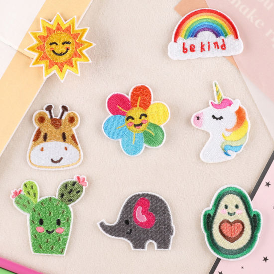 Picture of Polyester Embroidery Iron On Patches Appliques (With Glue Back) DIY Sewing Craft Clothing Decoration Multicolor Fruit Animal 1 Piece