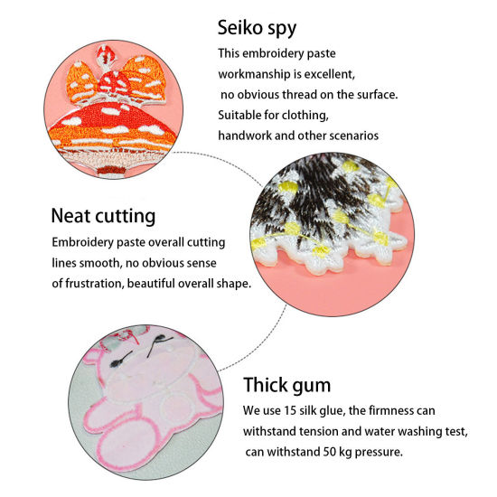 テリレン 刺繍 アイロンのパッチ アップリケ（接着剤付き） DIY ソーイング クラフト 衣料品 多色 フルーツ 動物 1 個 の画像