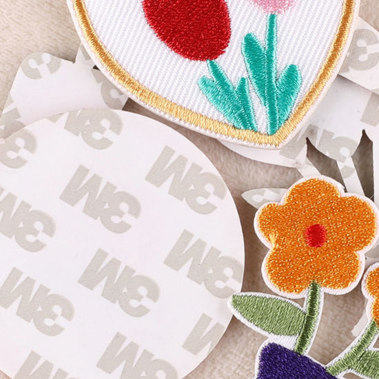 Immagine di Poliestere Ricamo Patch Autoadesive Appliques DIY Scrapbooking Craft Multicolore Fiore 1 Pz