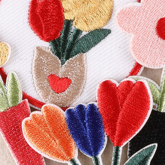 Immagine di Poliestere Ricamo Patch Autoadesive Appliques DIY Scrapbooking Craft Multicolore Fiore 1 Pz