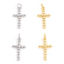 Image de Breloques Religieux en Laiton Croix Plaqué Or Véritable 23.5mm x 11mm, 2 Pcs