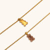 Picture of Eco-friendly Simple & Casual Cute 18K Real Gold Plated Stainless Steel & Cubic Zirconia Braided Rope Chain Bear Animal Pendant Necklace For Women