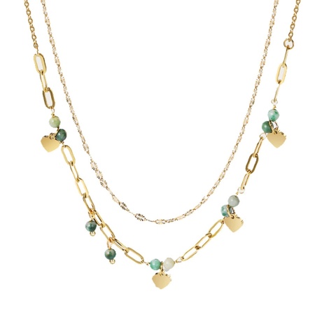 Picture of Eco-friendly Stylish Boho Chic Bohemia 14K Real Gold Plated 304 Stainless Steel & Stone Paperclip Chain Pendant Necklace For Women Party