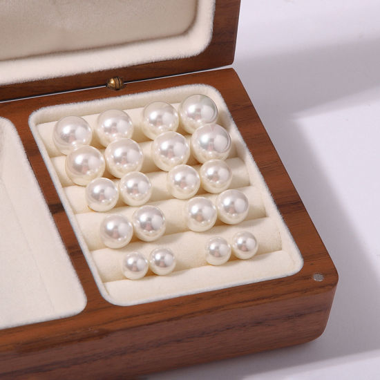 Picture of Hypoallergenic Retro Elegant 18K Real Gold Plated 304 Stainless Steel Ball Imitation Pearl Ear Post Stud Earrings For Women Anniversary 1 Pair