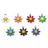 Image de Breloques en 304 Acier Inoxydable Collection Végétale Doré Fleurs Émail Double Face 15mm x 13mm , 5 Pcs
