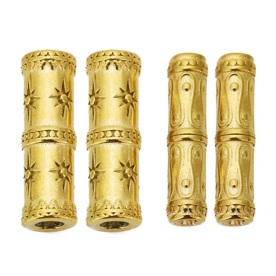 Immagine di 304 Acciaio Inossidabile Perline per la Creazione di Gioielli con Ciondoli Fai-da-te Forma di Bambù Oro Placcato 1 Pz