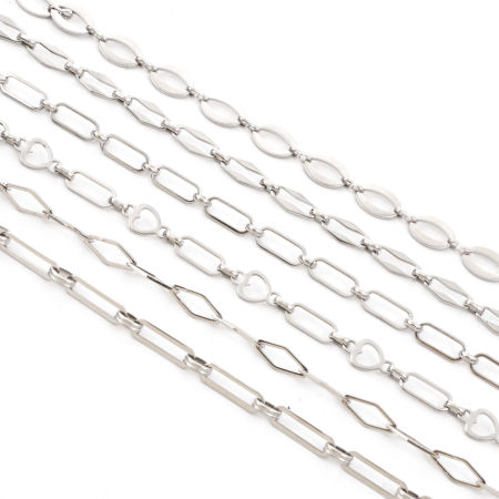 Respetuoso del Medio Ambiente 304 Acero Inoxidable Cadenas Tono de Plata 1 Unidad (Aprox 1 M/Pedazoo)