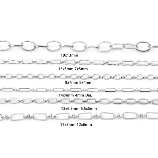 Bild von Umweltfreundliche Gliederkette aus Edelstahl 304, silberfarben, 1 Stück (ca. 1 m/Stück)