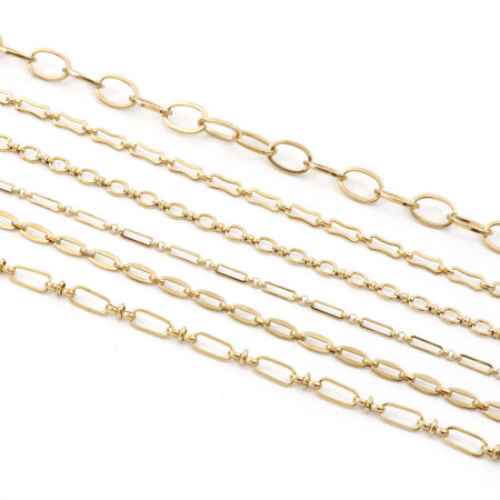 1 Piece (Approx 1 M/Roll) Vacuum Plating 304 Stainless Steel Link Chain For Handmade DIY Jewelry Making Findings 18K Gold Plated