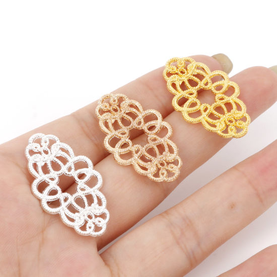 Picture of Zinc Based Alloy Connectors Oval Multicolor Filigree 3.1cm x 1.8cm