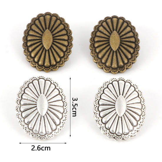Picture of Zinc Based Alloy Metal Sewing Shank Buttons Single Hole Multicolor Oval 3.5cm x 3.1cm