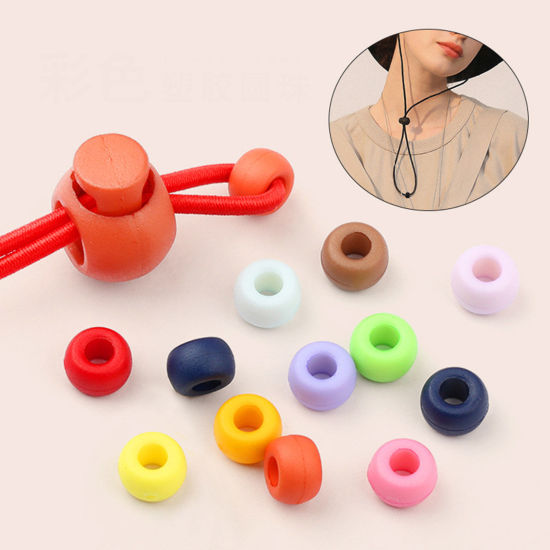 Picture of Plastic Cord Lock Stopper Sweater Shoelace Rope Buckle Pendant Clothing Accessories Round Multicolor 9mm x 6mm