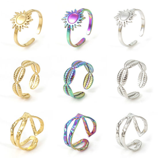 Picture of Eco-friendly 304 Stainless Steel Open Rings Multicolor