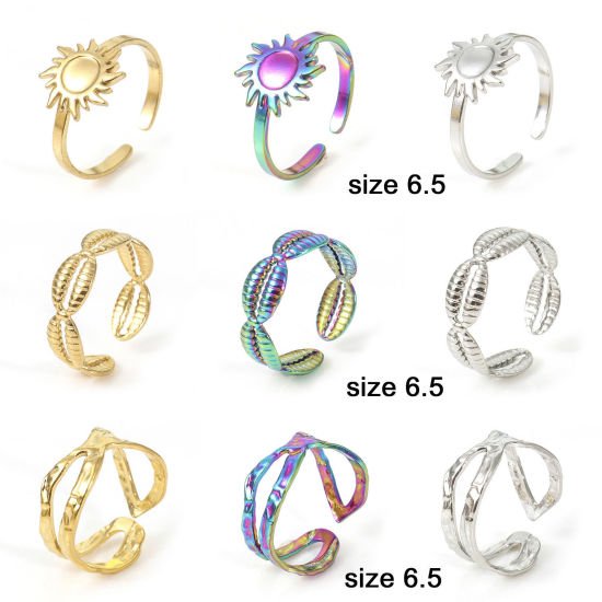 Picture of Eco-friendly 304 Stainless Steel Open Rings Multicolor