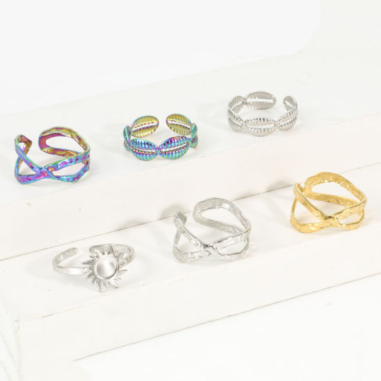 Picture of Eco-friendly 304 Stainless Steel Open Rings Multicolor