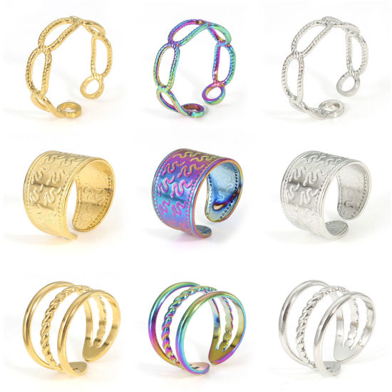 Picture of Eco-friendly 304 Stainless Steel Open Rings Multicolor