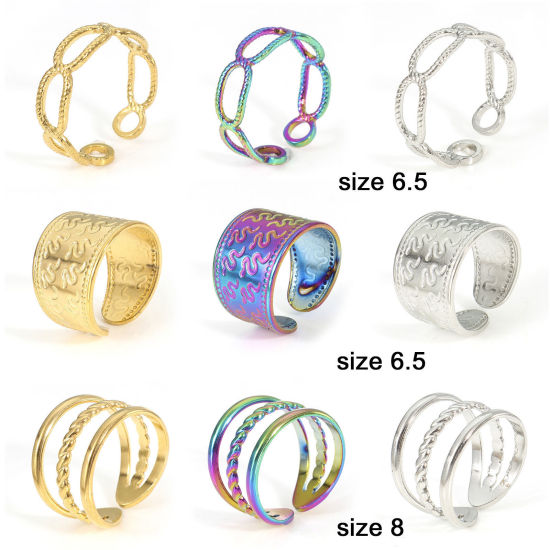 Picture of Eco-friendly 304 Stainless Steel Open Rings Multicolor