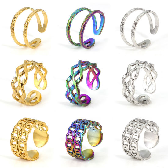 Picture of Eco-friendly 304 Stainless Steel Open Rings Multicolor