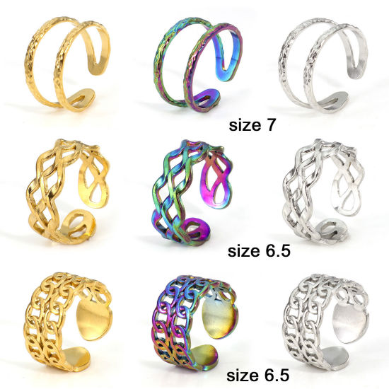 Picture of Eco-friendly 304 Stainless Steel Open Rings Multicolor