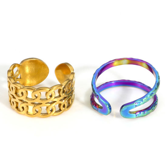 Picture of Eco-friendly 304 Stainless Steel Open Rings Multicolor