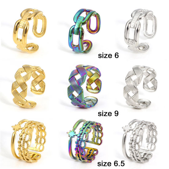 Picture of Eco-friendly 304 Stainless Steel Open Rings Multicolor