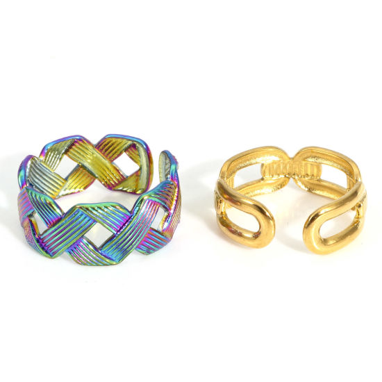 Picture of Eco-friendly 304 Stainless Steel Open Rings Multicolor