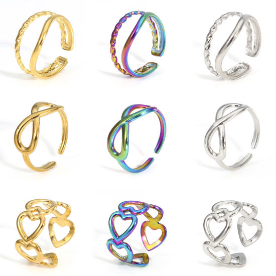 Picture of Eco-friendly 304 Stainless Steel Open Rings Multicolor