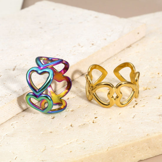 Picture of Eco-friendly 304 Stainless Steel Open Rings Multicolor