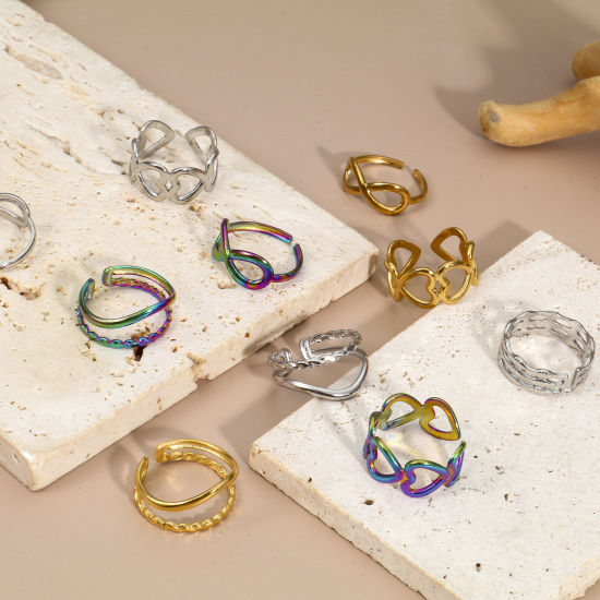 Picture of Eco-friendly 304 Stainless Steel Open Rings Multicolor