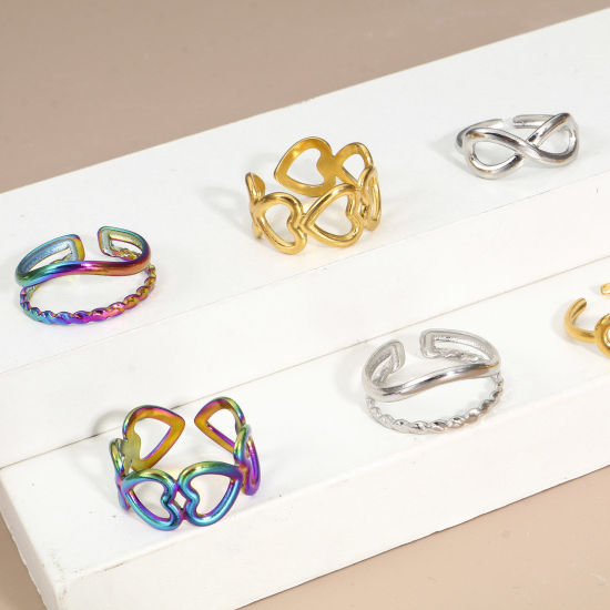 Picture of Eco-friendly 304 Stainless Steel Open Rings Multicolor