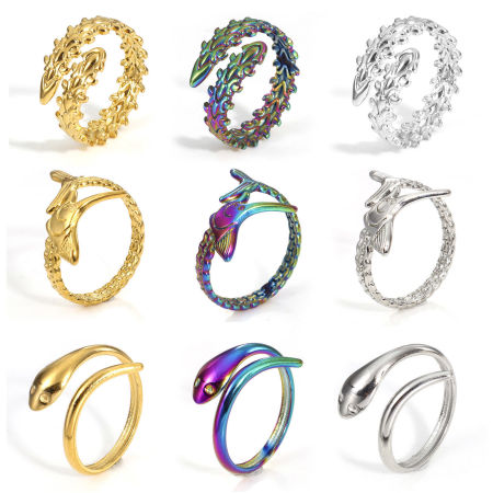 Eco-friendly 304 Stainless Steel Open Rings Multicolor