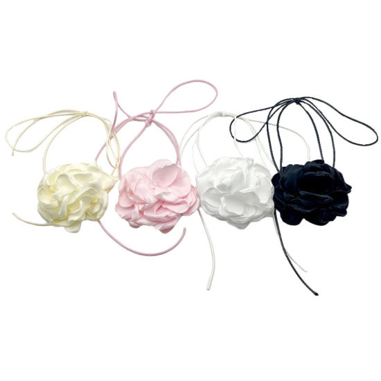 Picture of Velvet Retro Statement Necklace Flower Multicolor