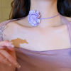 Picture of Velvet Elegant Statement Necklace Flower Multicolor