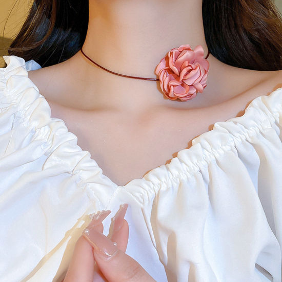 Picture of Velvet Elegant Statement Necklace Flower Multicolor