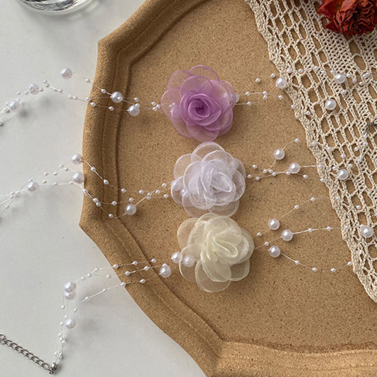 Picture of Gauze Wedding Choker Necklace Multicolor Flower