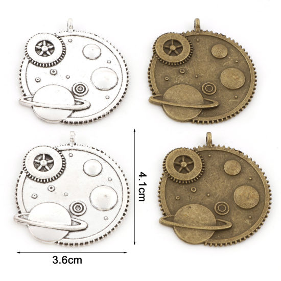 Picture of Zinc Based Alloy Steampunk Pendants Multicolor Planet Gear 4.1cm x 3.6cm