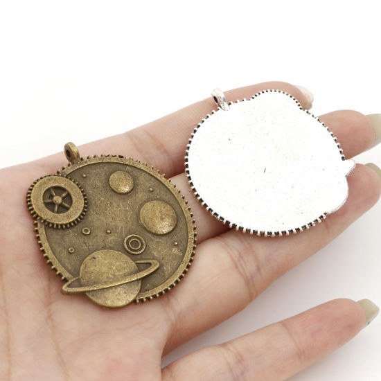 Picture of Zinc Based Alloy Steampunk Pendants Multicolor Planet Gear 4.1cm x 3.6cm